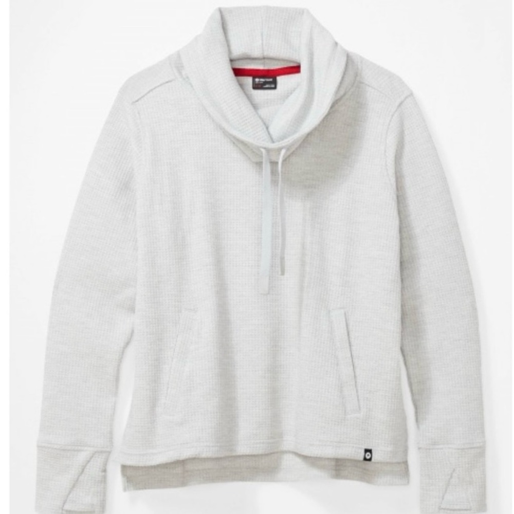 Marmot Cozy Gray Waffle Knit Cowl Neck sweatshirt size small